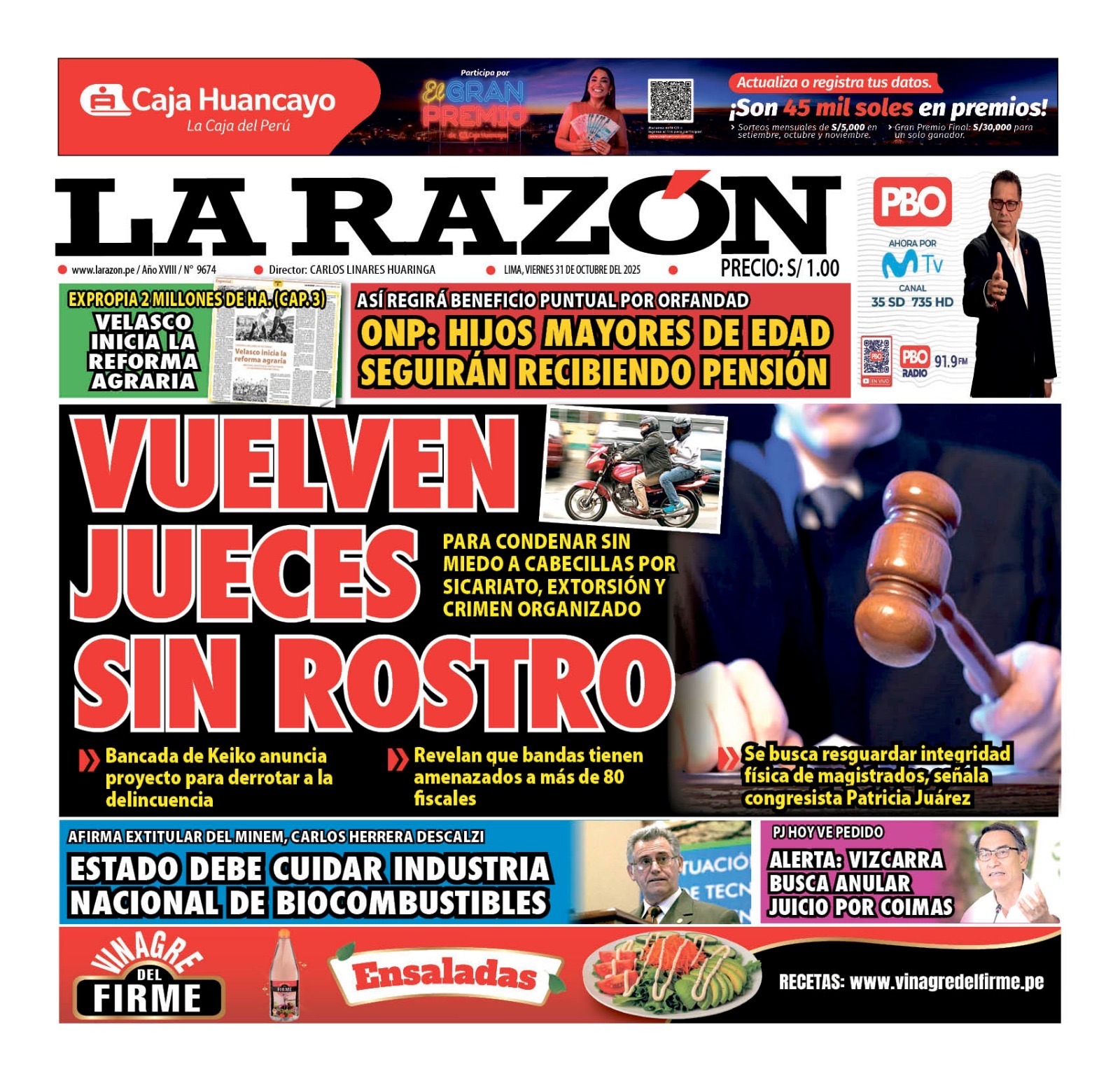 Portada Diario La Razón (29/10/2025)