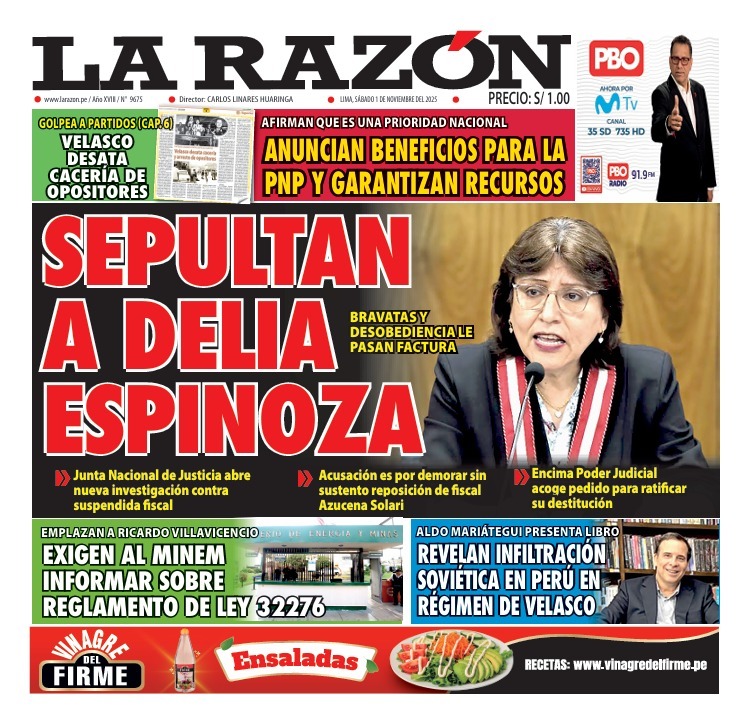 Portada Diario La Razón (01/11/2025)
