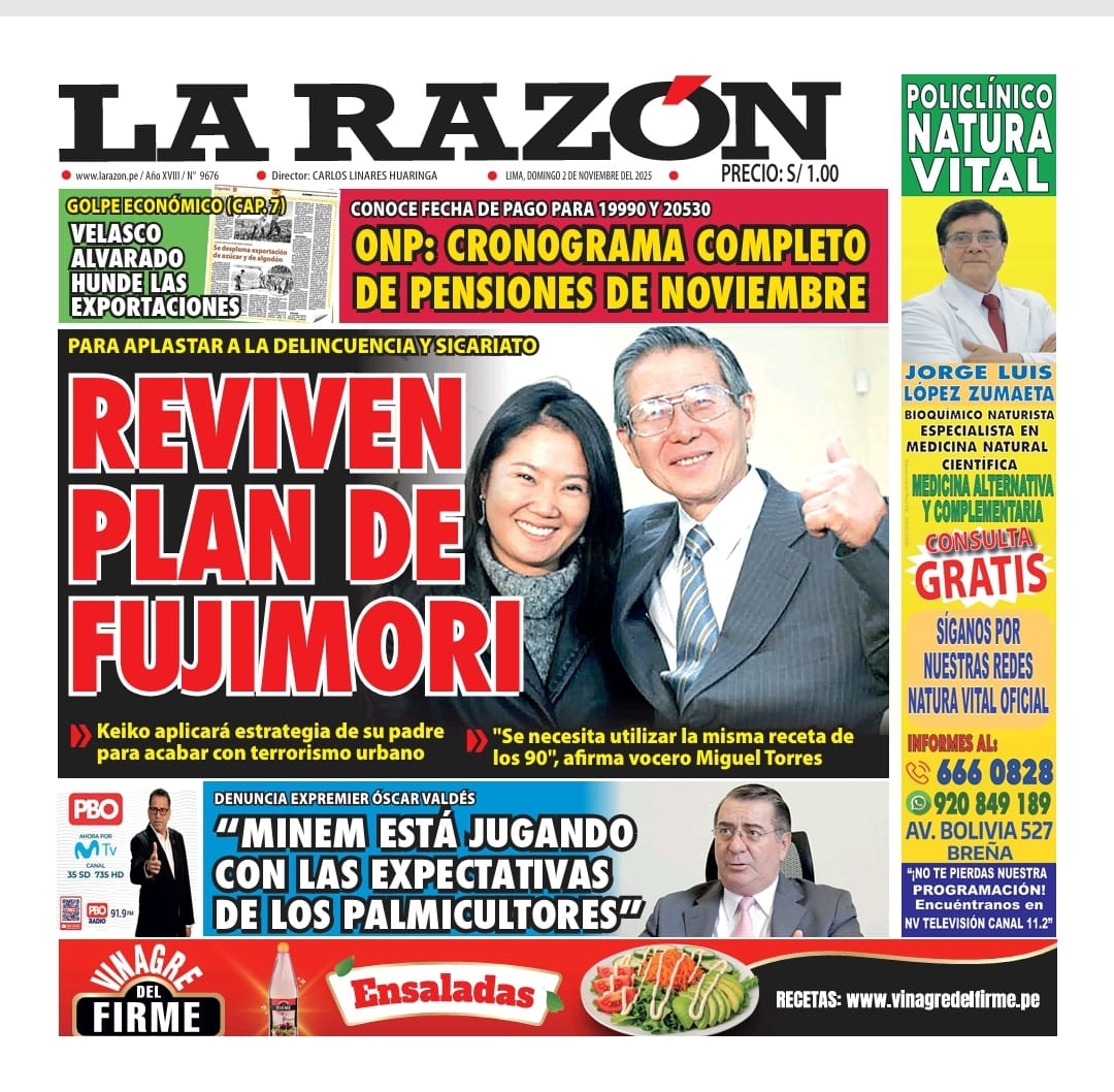 Portada Diario La Razón (02/11/2025)