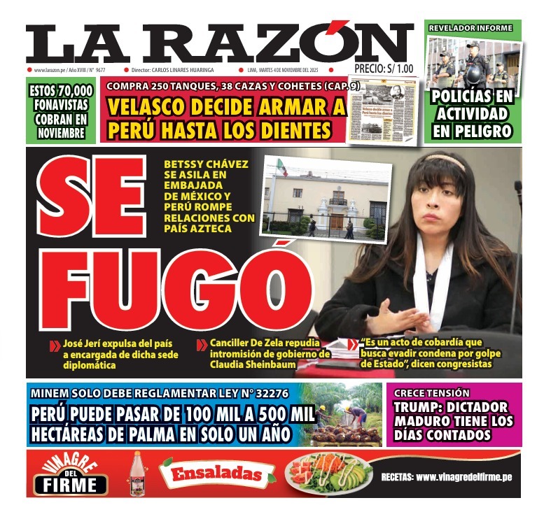 Portada Diario La Razón (04/11/2025)
