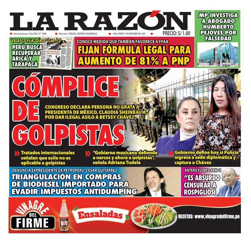Portada Diario La Razón (07/11/2025)
