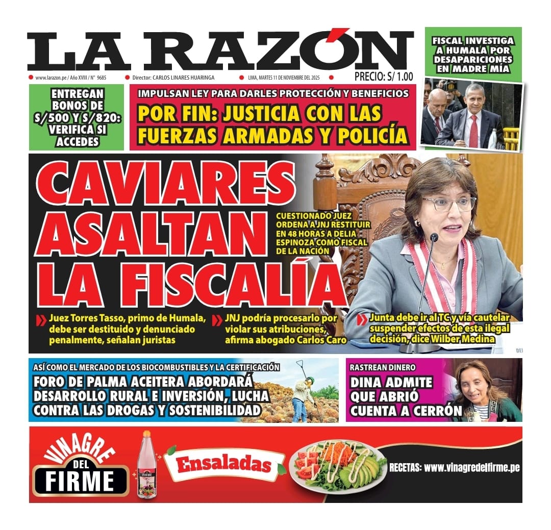 Portada Diario La Razón (11/11/2025)