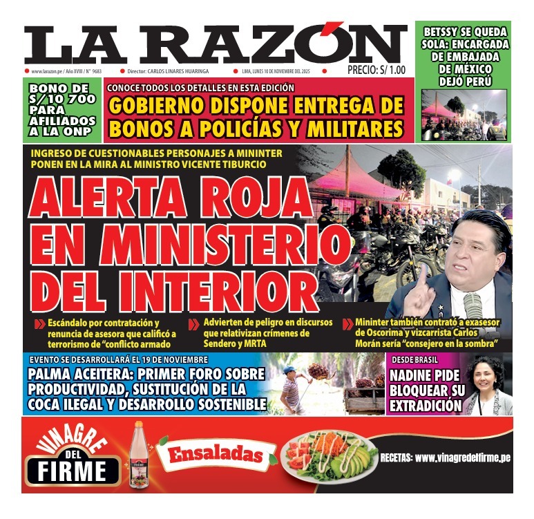 Portada Diario La Razón (10/11/2025)
