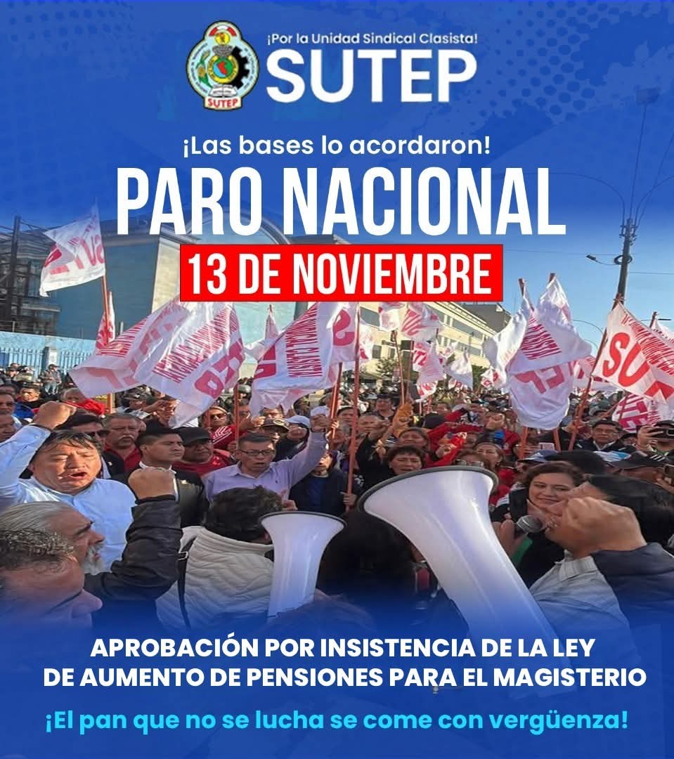 Sutep anuncia paro nacional el 13 de noviembre