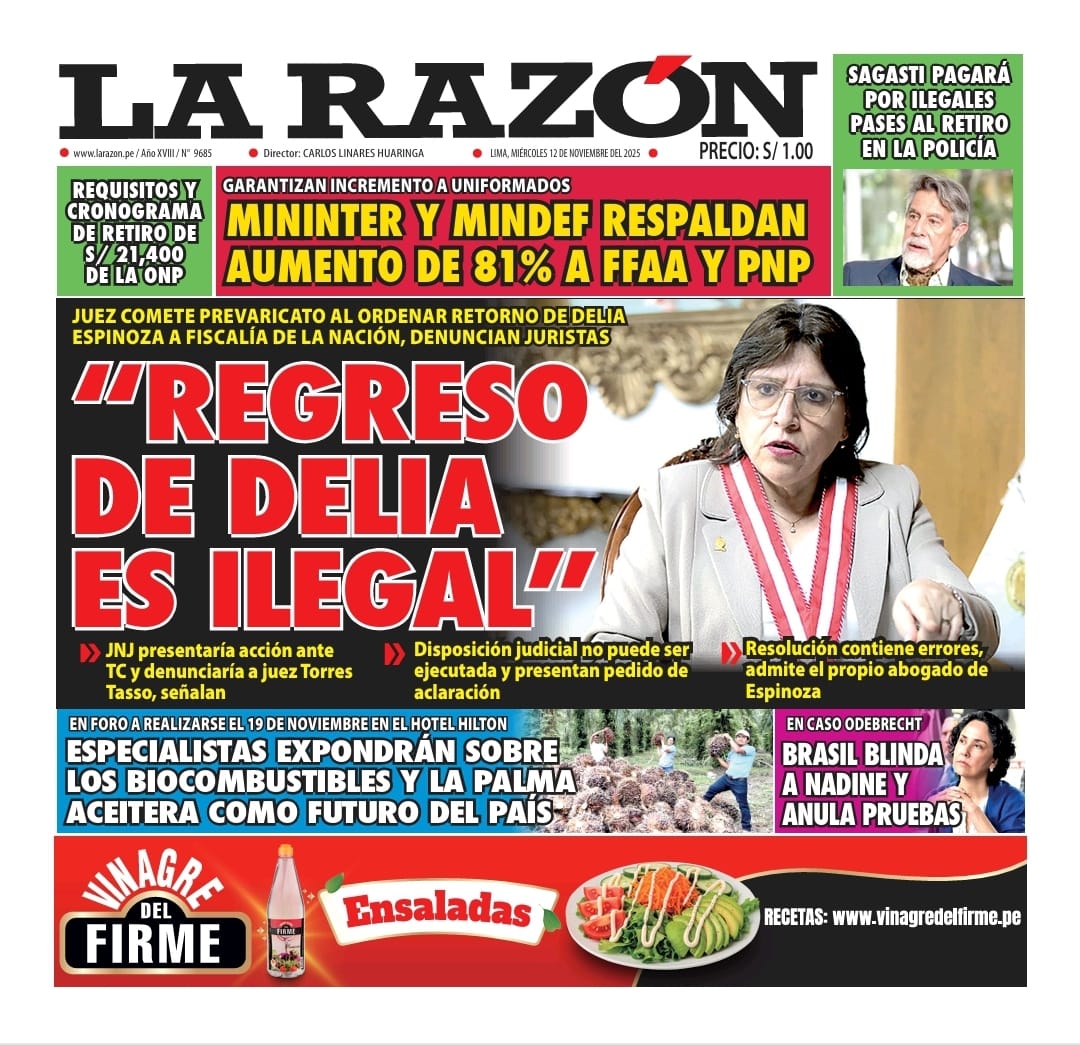 Portada Diario La Razón (12/11/2025)