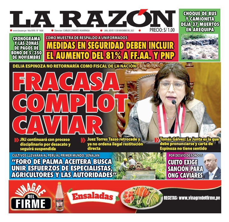 Portada Diario La Razón (13/11/2025)