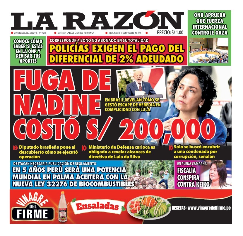 Portada Diario La Razón (18/11/2025)