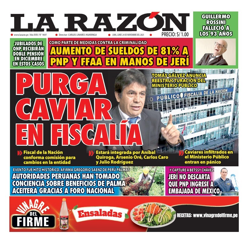 Portada Diario La Razón (24/11/2025)