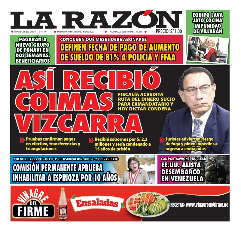Portada Diario La Razón (26/11/2025)