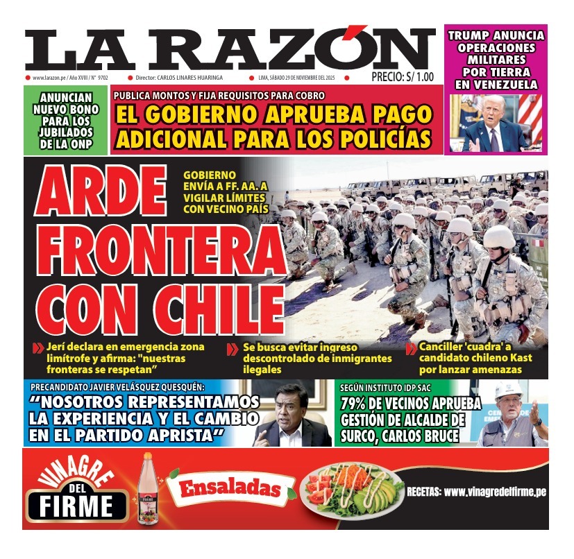 Portada Diario La Razón (29/11/2025)