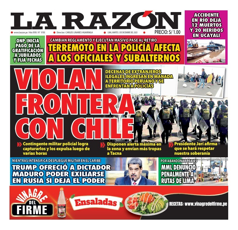 Portada Diario La Razón (2/12/2025)