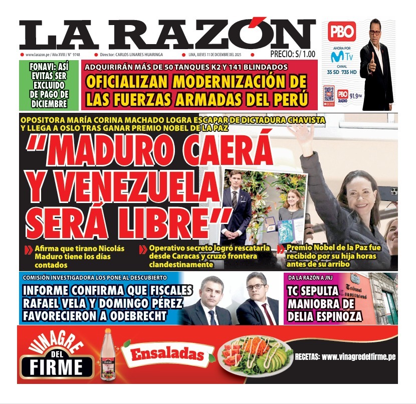Portada Diario La Razón (11/12/2025)