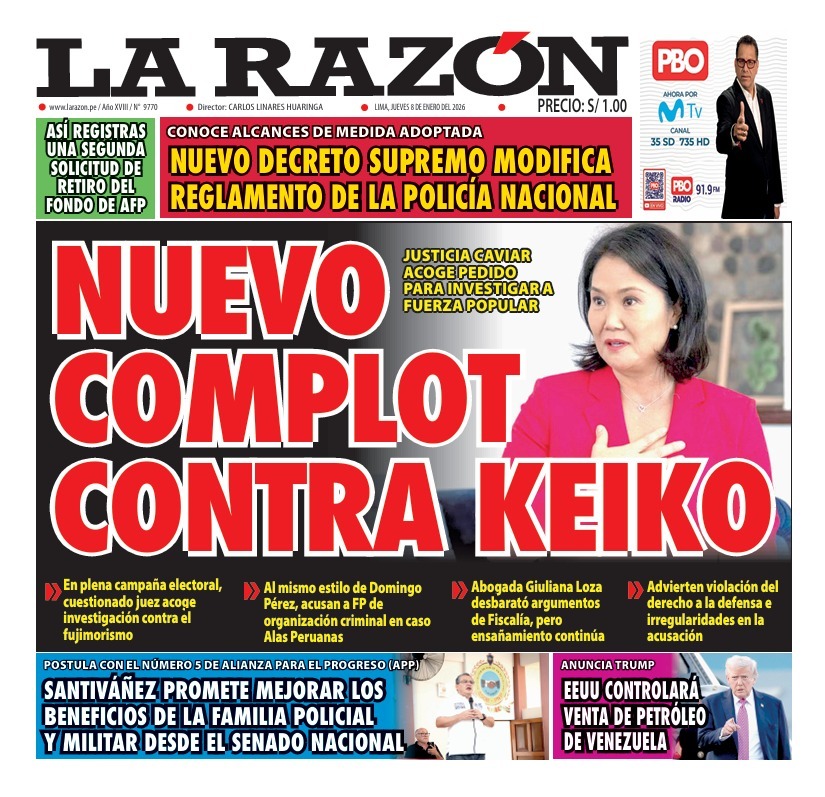 Portada Diario La Razón (8/1/2026)