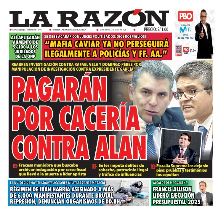 Portada Diario La Razón (13/1/2026)