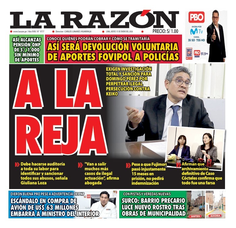 Portada Diario La Razón (15/1/2026)
