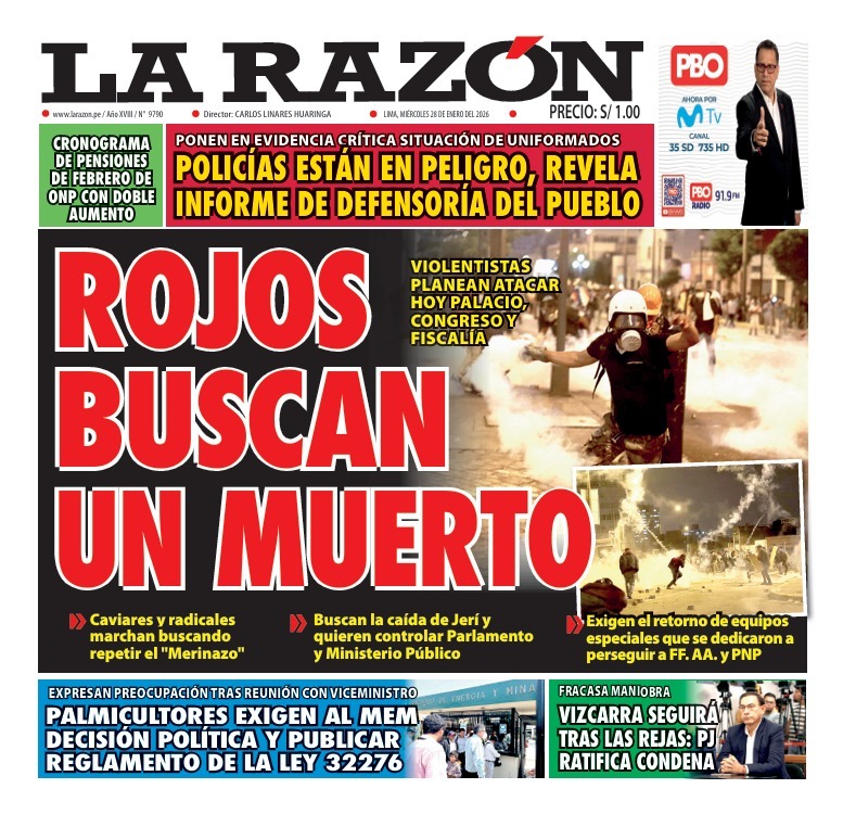 Portada Diario La Razón (28/01/2026)