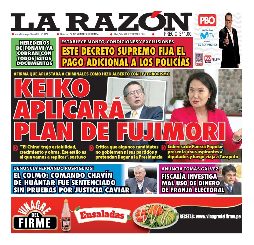 Portada Diario La Razón (7/02/2026)