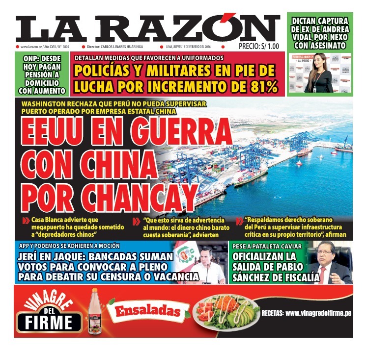 Portada Diario La Razón (12/02/2026)