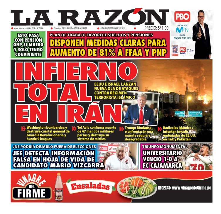 Portada Diario La Razón (2/03/2026)