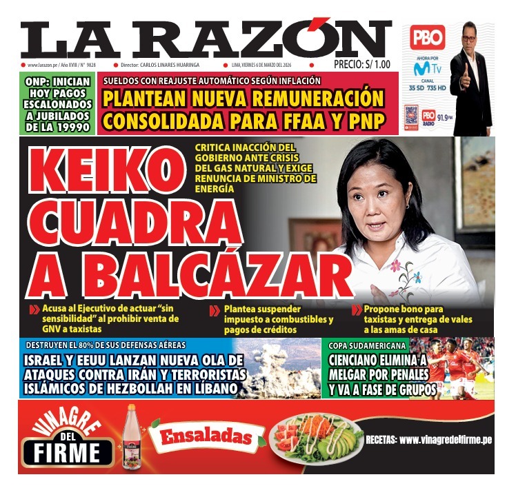 Portada Diario La Razón (6/03/2026)