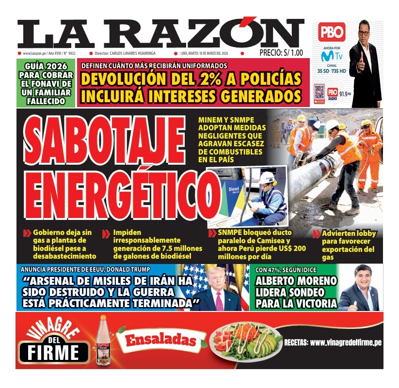 Portada Diario La Razón (10/03/2026)