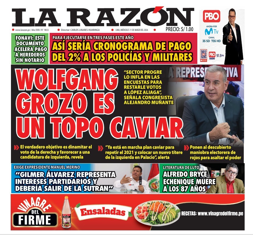 Portada Diario La Razón (11/03/2026)
