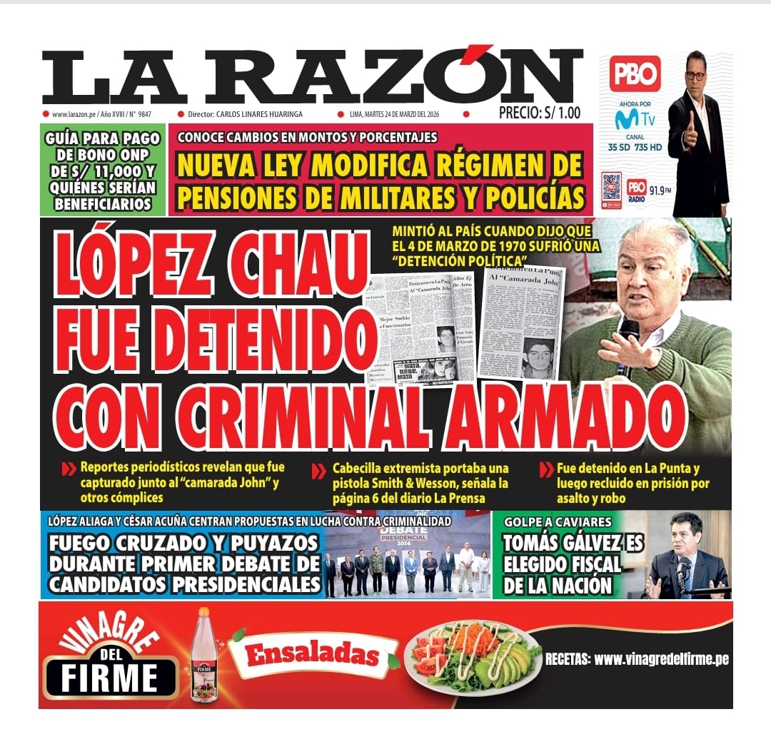 Portada Diario La Razón (24/03/2026)