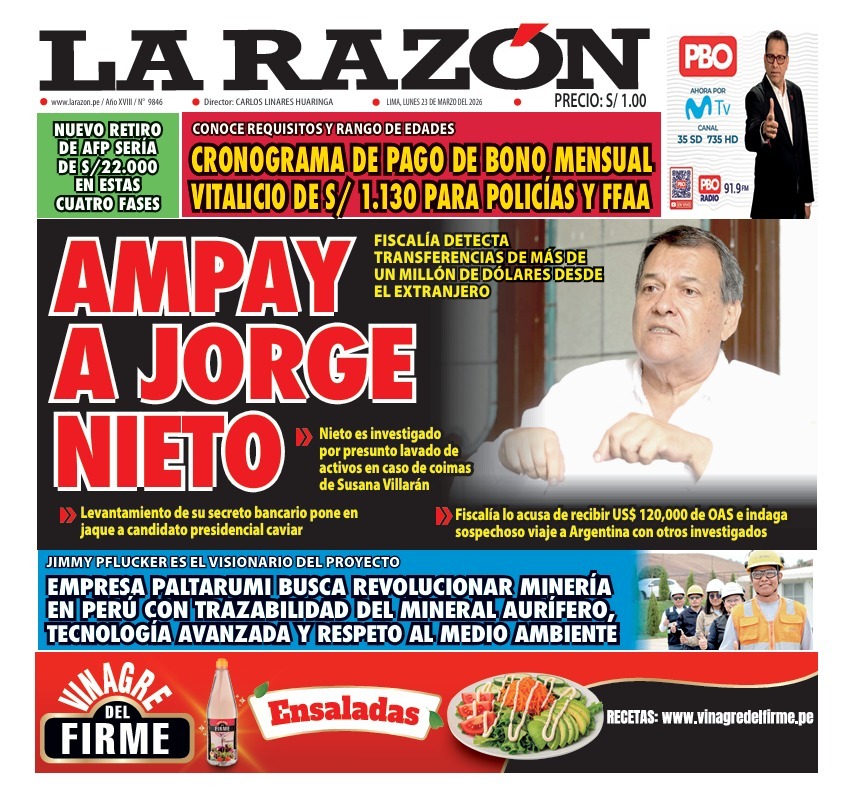 Portada Diario La Razón (23/03/2026)