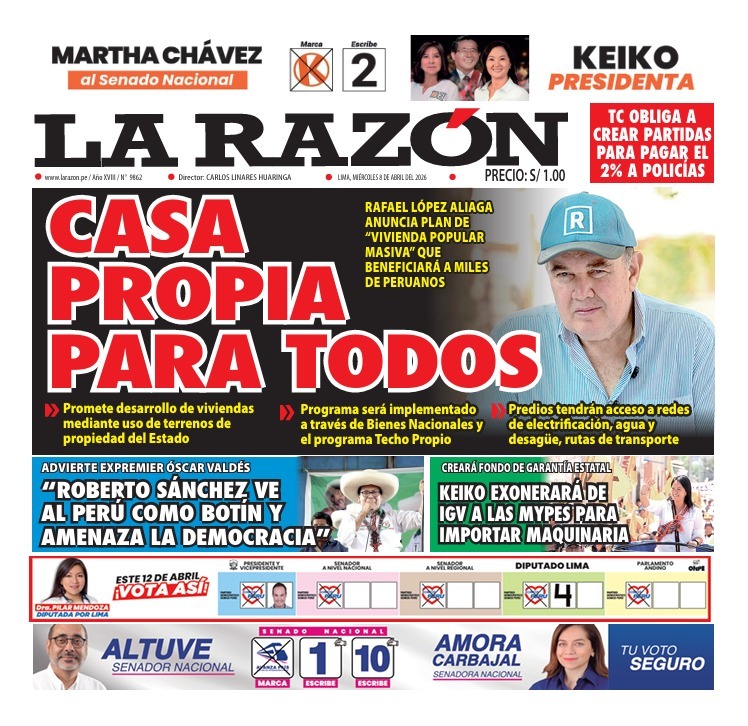 Portada Diario La Razón (8/04/2026)
