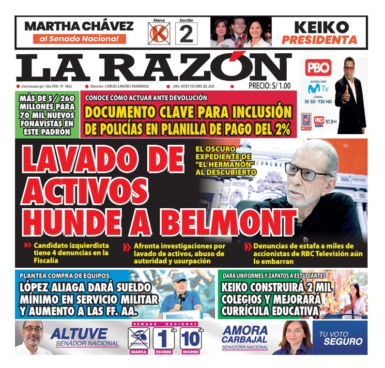 Portada Diario La Razón (9/04/2026)