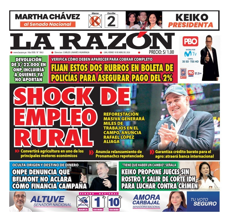 Portada Diario La Razón (10/04/2026)