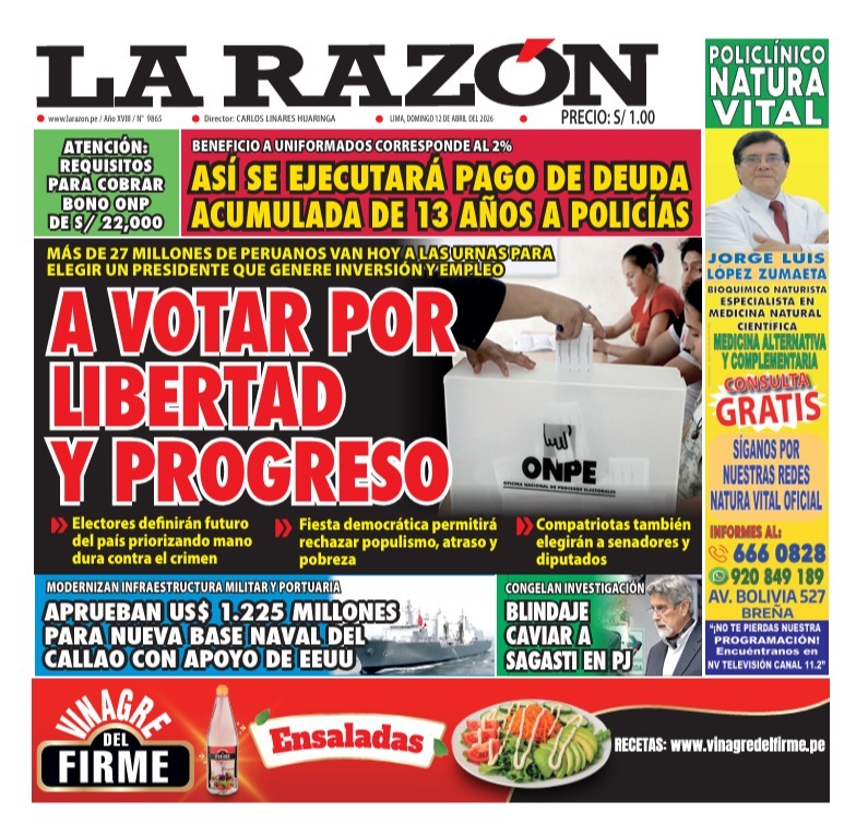 Portada Diario La Razón (12/04/2026)