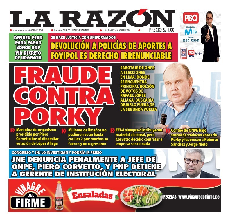 Portada Diario La Razón (14/04/2026)