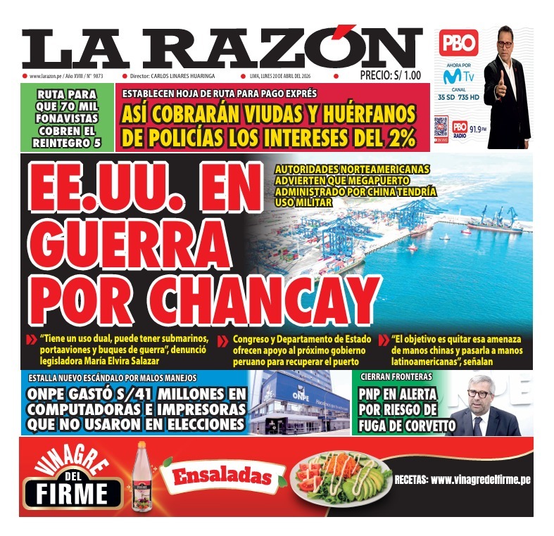 Portada Diario La Razón (20/04/2026)