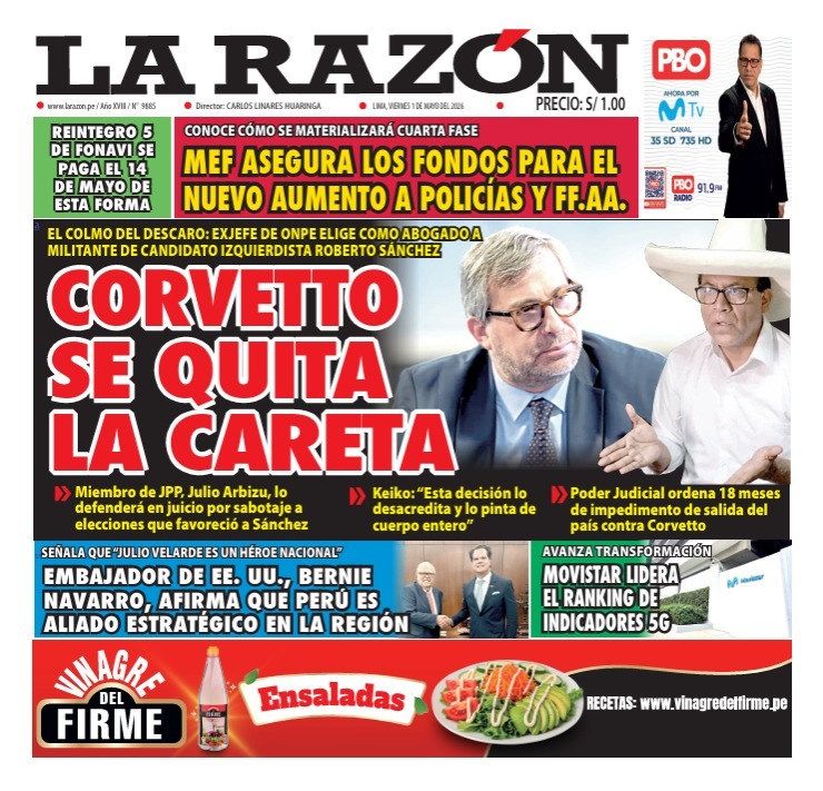 Portada Diario La Razón (1/05/2026)