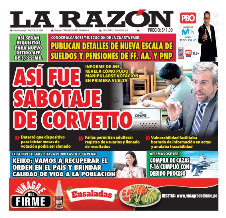 Portada Diario La Razón (5/05/2026)