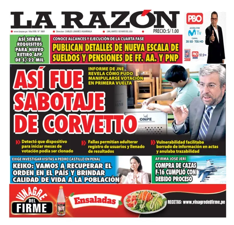Portada Diario La Razón (5/05/2026)