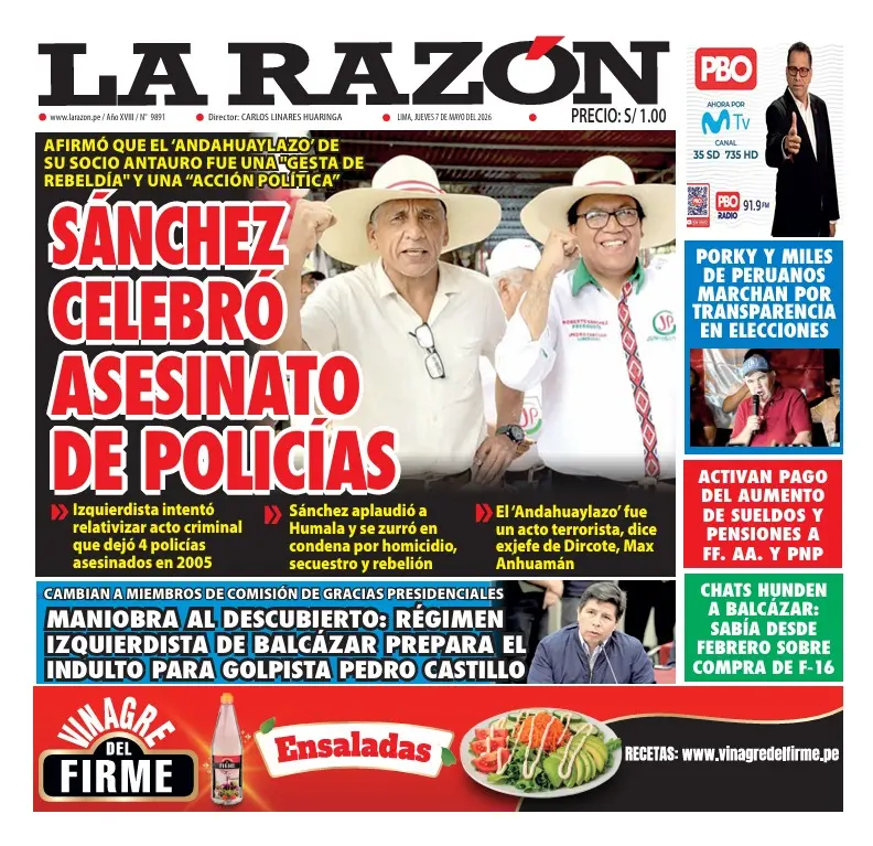 Portada Diario La Razón (7/05/2026)