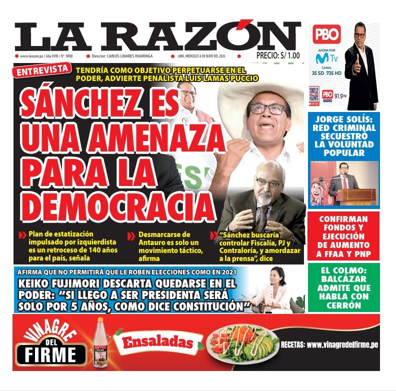 Portada Diario La Razón (6/05/2026)
