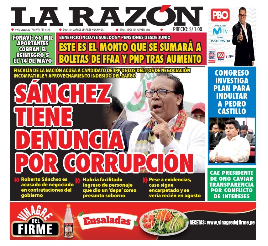 Portada Diario La Razón (9/05/2026)