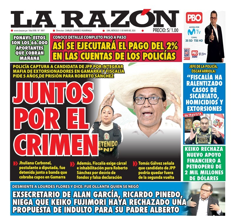 Portada Diario La Razón (13/05/2026)