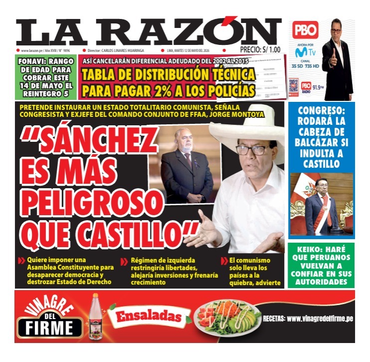 Portada Diario La Razón (12/05/2026)