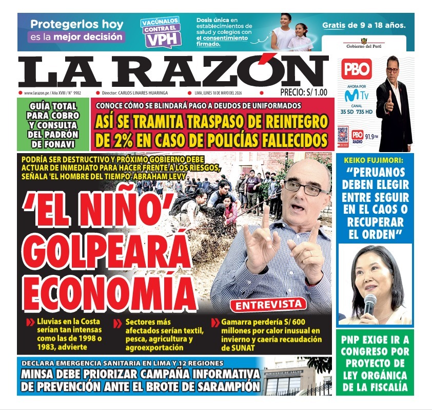 Portada Diario La Razón (18/05/2026)