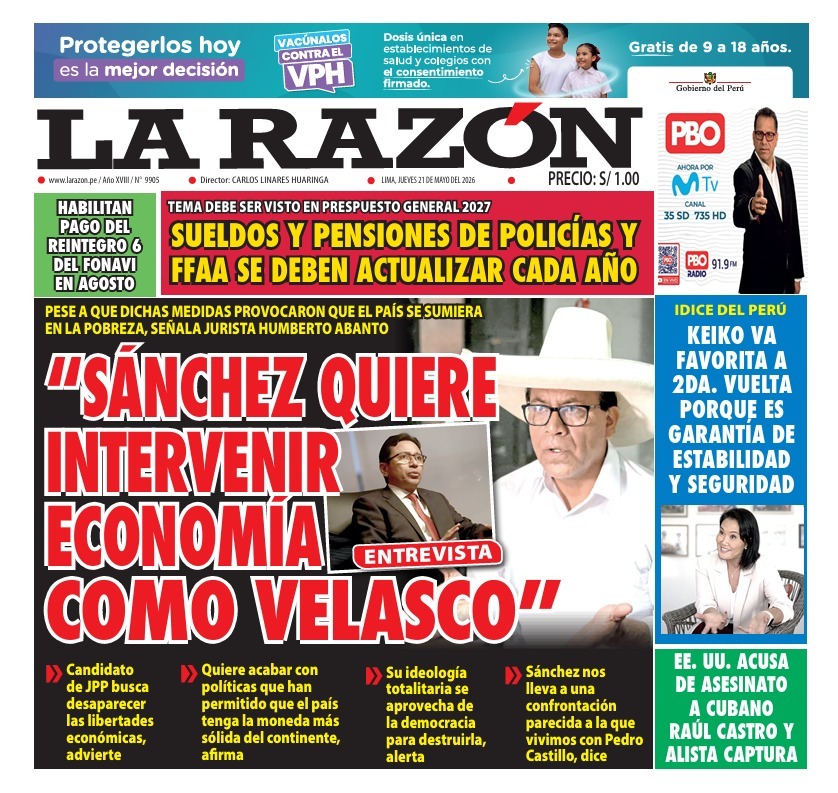 Portada Diario La Razón (21/05/2026)