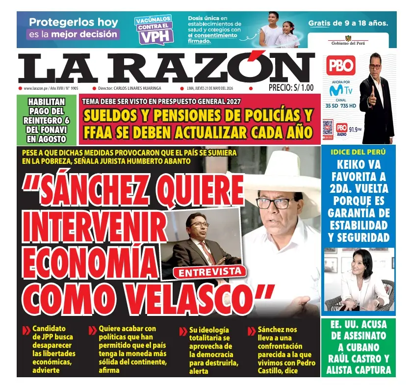 Portada Diario La Razón (21/05/2026)