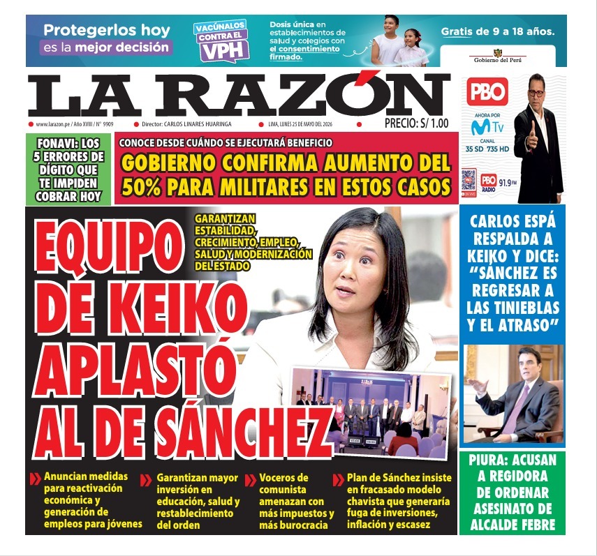 Portada Diario La Razón (25/05/2026)