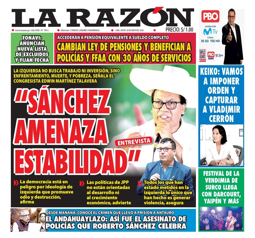 Portada Diario La Razón (28/05/2026)
