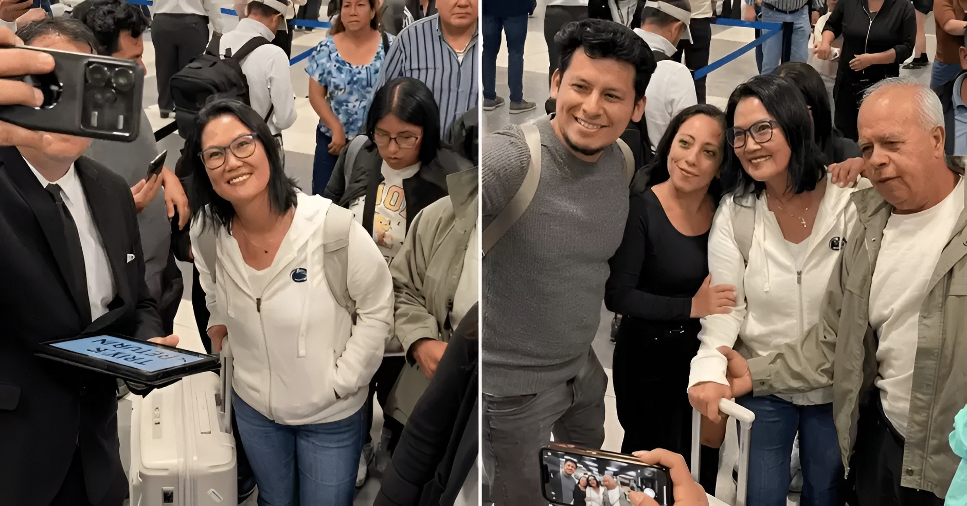 Keiko es recibida en el aeropuerto al grito de “presidenta”