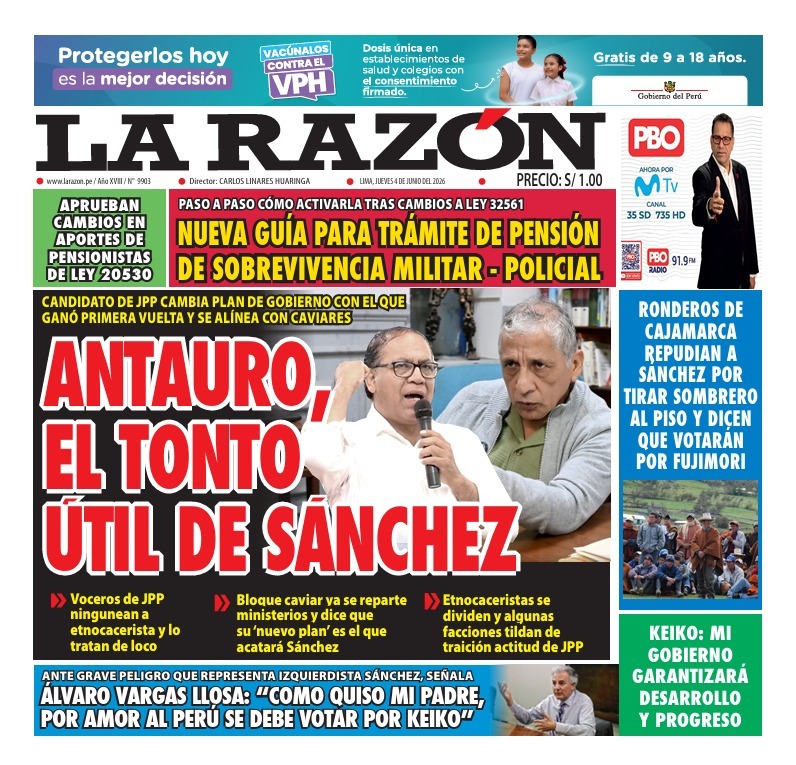 Portada Diario La Razón (4/06/2026)