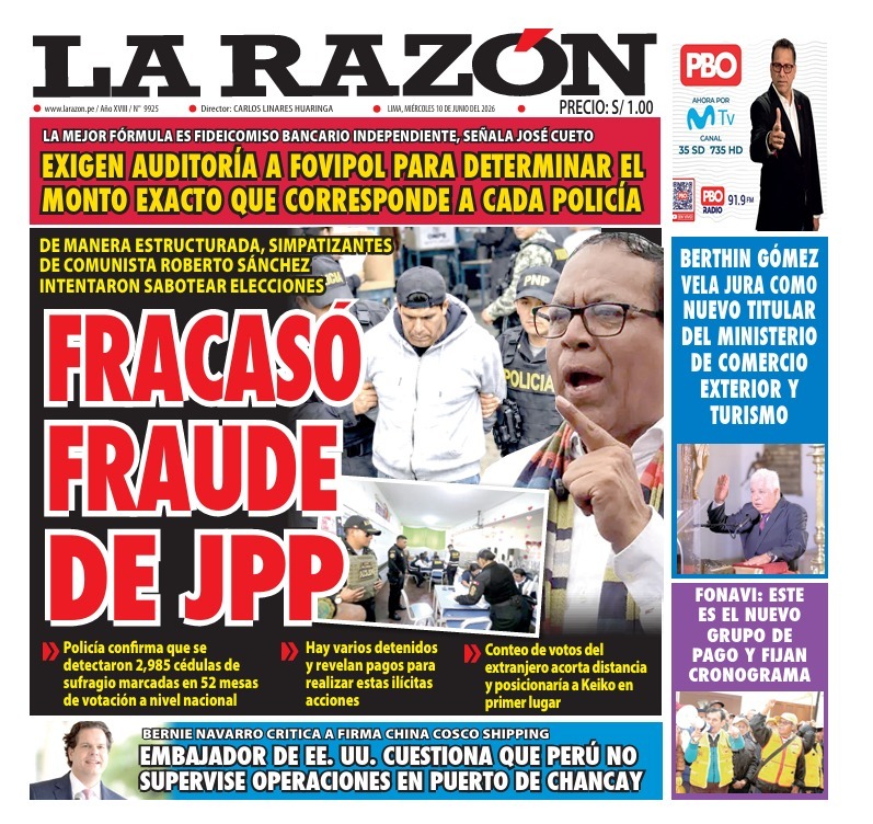 Portada Diario La Razón (10/06/2026)